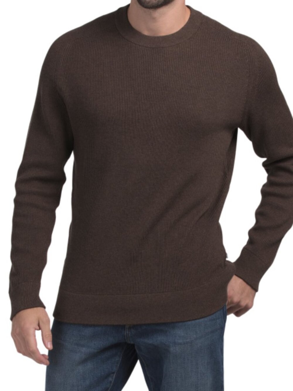 NN07 Men's Brown Long Sleeve Crewneck Knit Sweater